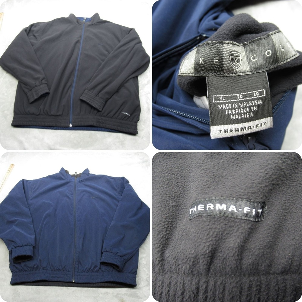 Nike Golf Jacket Mens XL Navy Therma Fit Reversible Water Resistant‎ VTG 90s